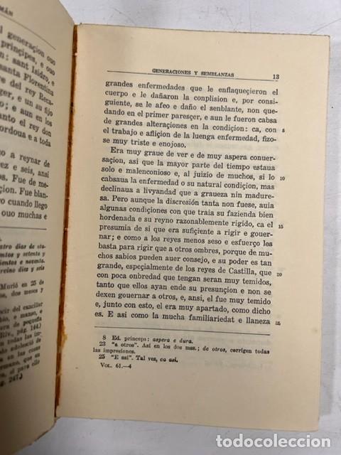 Libros de segunda mano: FERNAN PEREZ DE GUZMAN. GENERACIONES Y SEMBLANZAS. ESPASA-CALPE. MADRID, 1965. PAGS: 228 - Foto 4 - 294172783