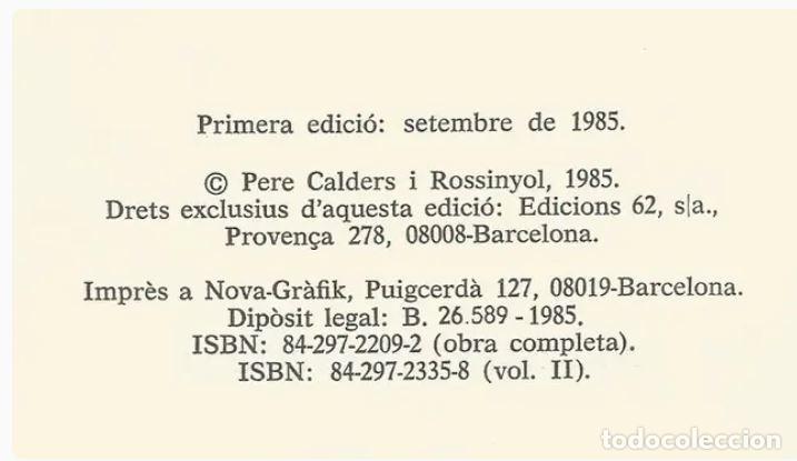 Libros de segunda mano: PERE CALDERS - OBRES COMPLETES/2 - Foto 3
