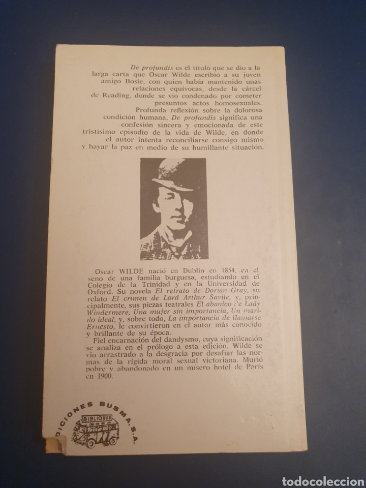Libros de segunda mano: DE PROFUNDIS OSCAR WILDE A&Ntilde;O 1984 EDICIONES BUSMA - Foto 2
