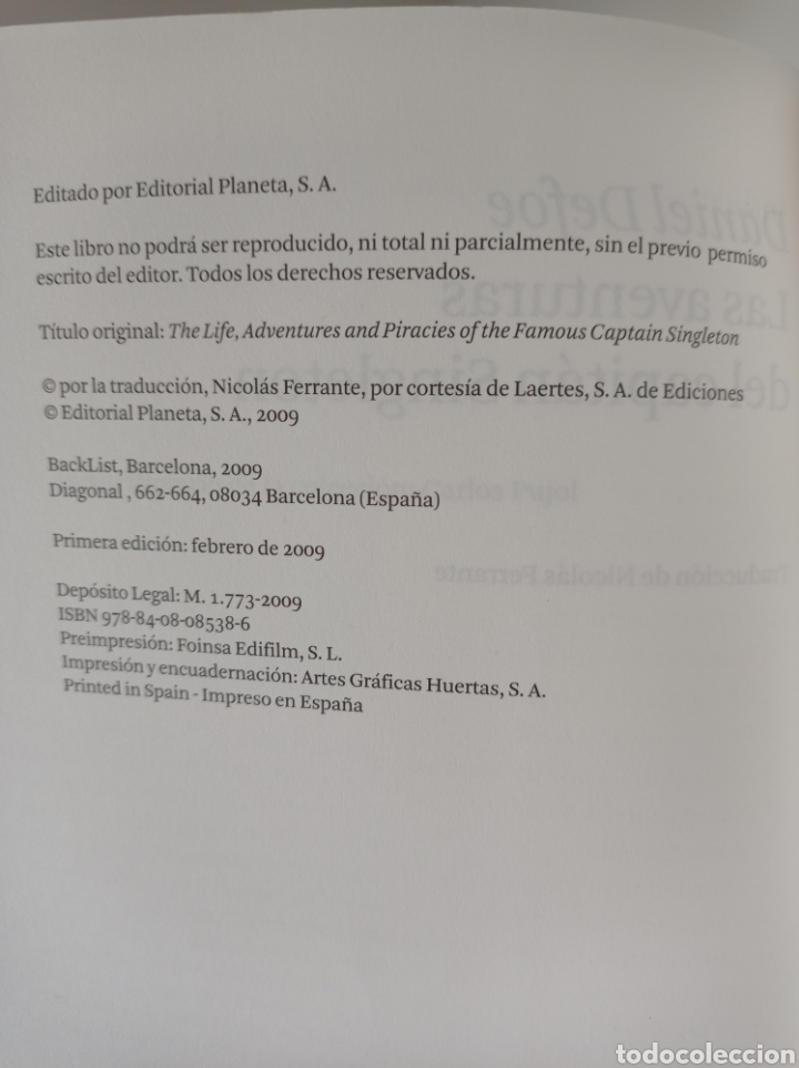 Libros de segunda mano: LAS AVENTURAS DEL CAPIT&Aacute;N SINGLETON - DANIEL DEFOE - BACKLIST - Foto 9