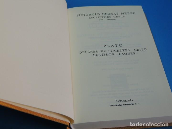 Libros de segunda mano: PLAT&Oacute;.- DI&Agrave;LEGS. DEFENSA DE S&Ograve;CRATES. CRIT&Oacute; EUT&Iacute;FRON. LAQUES - Foto 2