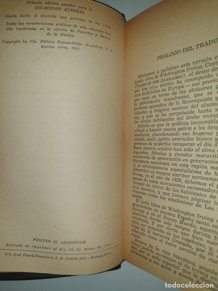 Libros de segunda mano: CUENTOS DE LA ALHAMBRA - 1941- 1. Ed. ESPASA CALPE - Foto 4