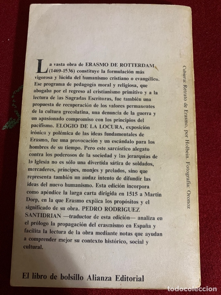 Libros de segunda mano: Elogio de la locura. Erasmo de Rotterdam. - Foto 2