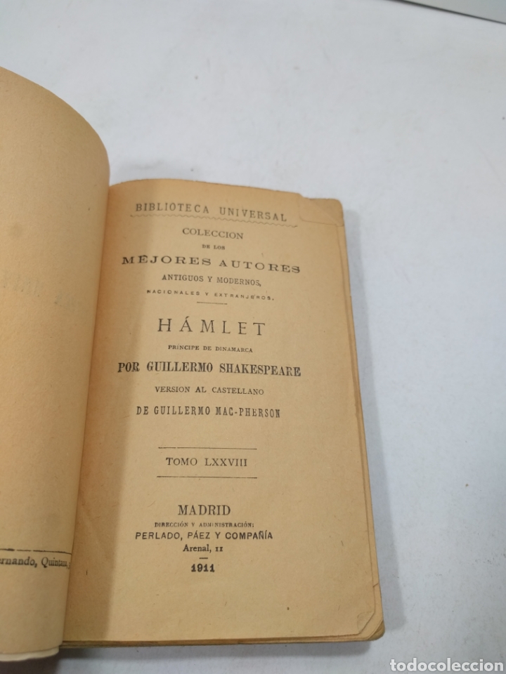 Libros de segunda mano: Shakespeare. Hamlet. Biblioteca universal. 1911. - Foto 3