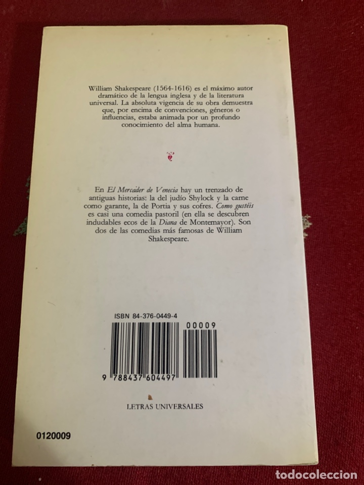 Libros de segunda mano: El Mercader de Venecia / Como gust&eacute;is. William Shakespeare. - Foto 2