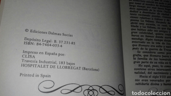 Libros de segunda mano: .HOMERO LA ILIADA. ED. DALMAU, 1985. - Foto 2