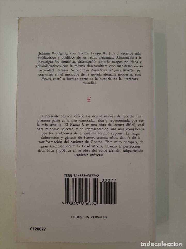 Libros de segunda mano: FAUSTO. GOETHE. CATEDRA LETRAS UNIVERSALES 77. 1994 - Foto 2