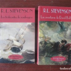 Libros de segunda mano: LOTE 2 LIBROS ROBERT L. STEVENSON AVENTURAS DAVID BALFOUR + TRAFICANTES NAUFRAGIOS VALDEMAR. Lote 326712403