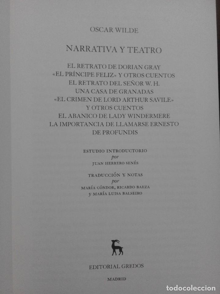 Libros de segunda mano: OSCAR WILDE - NARRATIVA Y TEATRO - Gredos 2015 - Foto 7