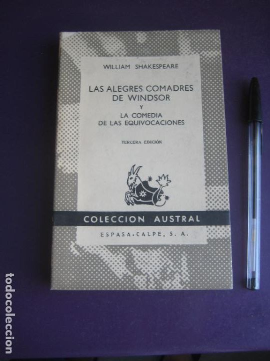 Libros de segunda mano: LAS ALEGRES COMADRES DE WINDSOR - LA COMEDIA DE LAS EQUIVOCACIONES - ESPASA CALPE AUSTRAL 1958 - Foto 1