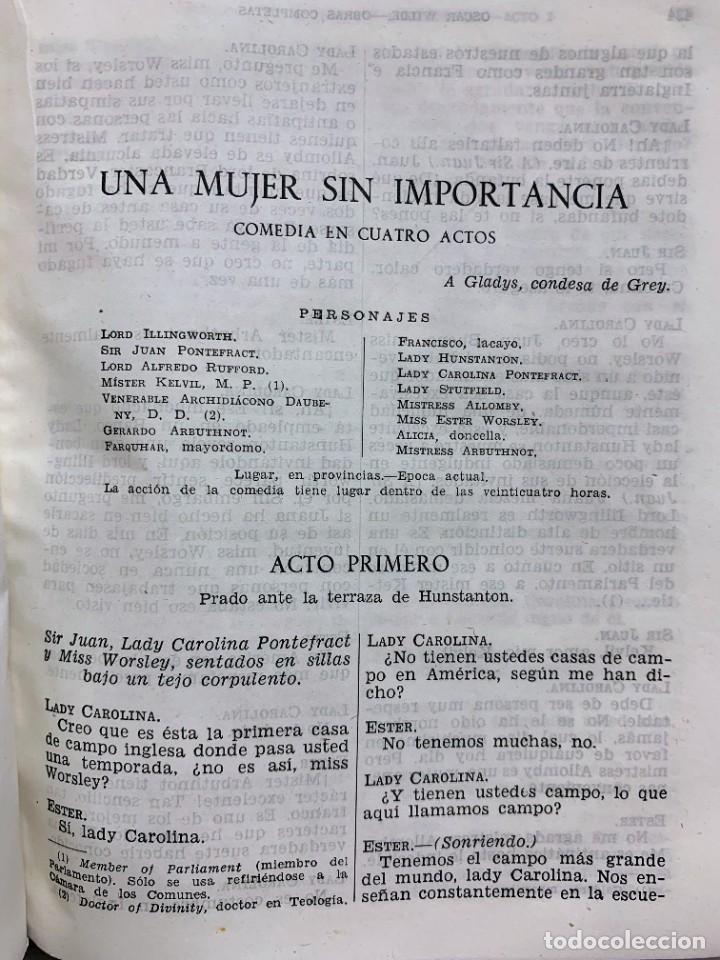 Libros de segunda mano: OBRAS COMPLETAS - OSCAR WILDE - AGUILAR - 1951 - Foto 8