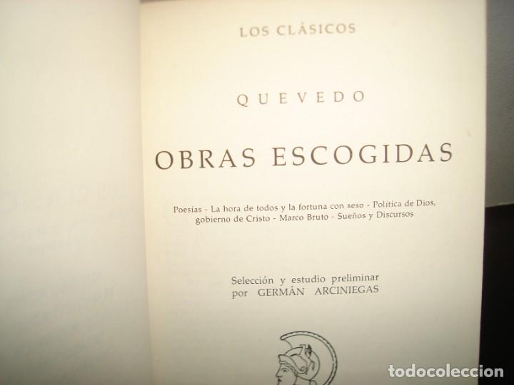 Libros de segunda mano: 24- LOS CL&Aacute;SICOS. QUEVEDO, OBRAS ESCOGIDAS - Foto 3