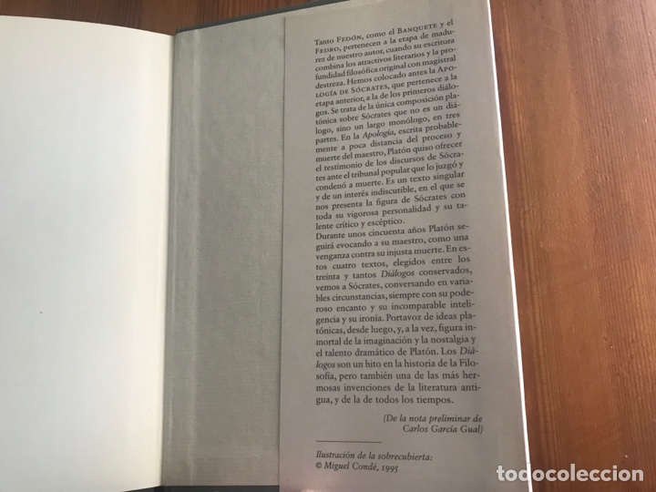 Libros de segunda mano: Plat&oacute;n. Apolog&iacute;a de S&oacute;crates. Banquete. Fed&oacute;n. Fedro. - Foto 3