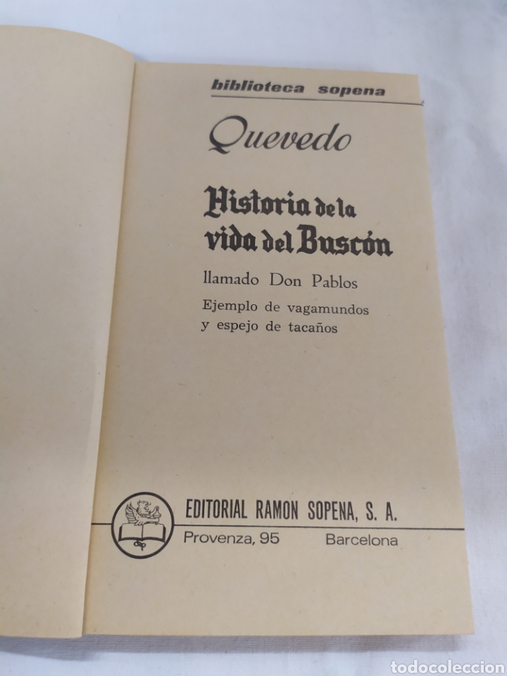 Libros de segunda mano: Historia de la vida del Busc&oacute;n de Editorial Ram&oacute;n Sopena - Foto 3