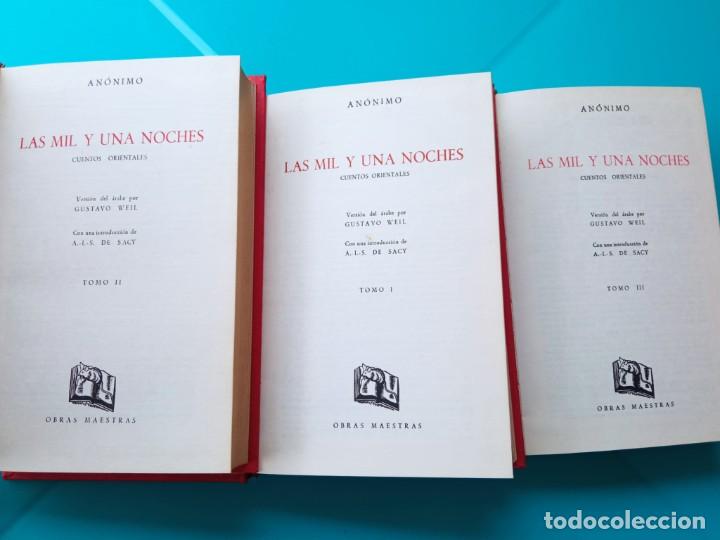 Libros de segunda mano: Las mil y una noches (tres vol&uacute;menes) - Foto 4