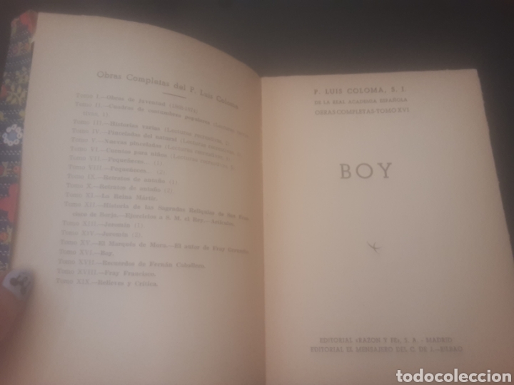 Libros de segunda mano: Boy. Obras completas P. Luis Coloma. Tomo XVI - Foto 3