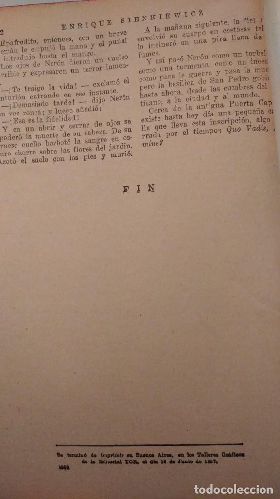 Libros de segunda mano: &iquest; Quo Vadis? Editorial Tor 1957 - Foto 4