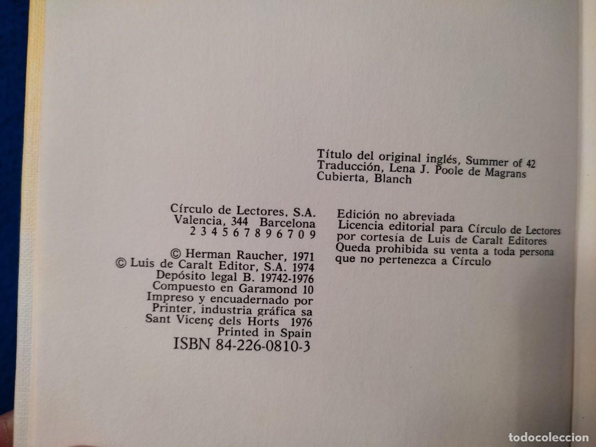 Libros de segunda mano: VERANO del 42 Herman Raucher C&iacute;rculo de Lectores 1976 - Foto 5