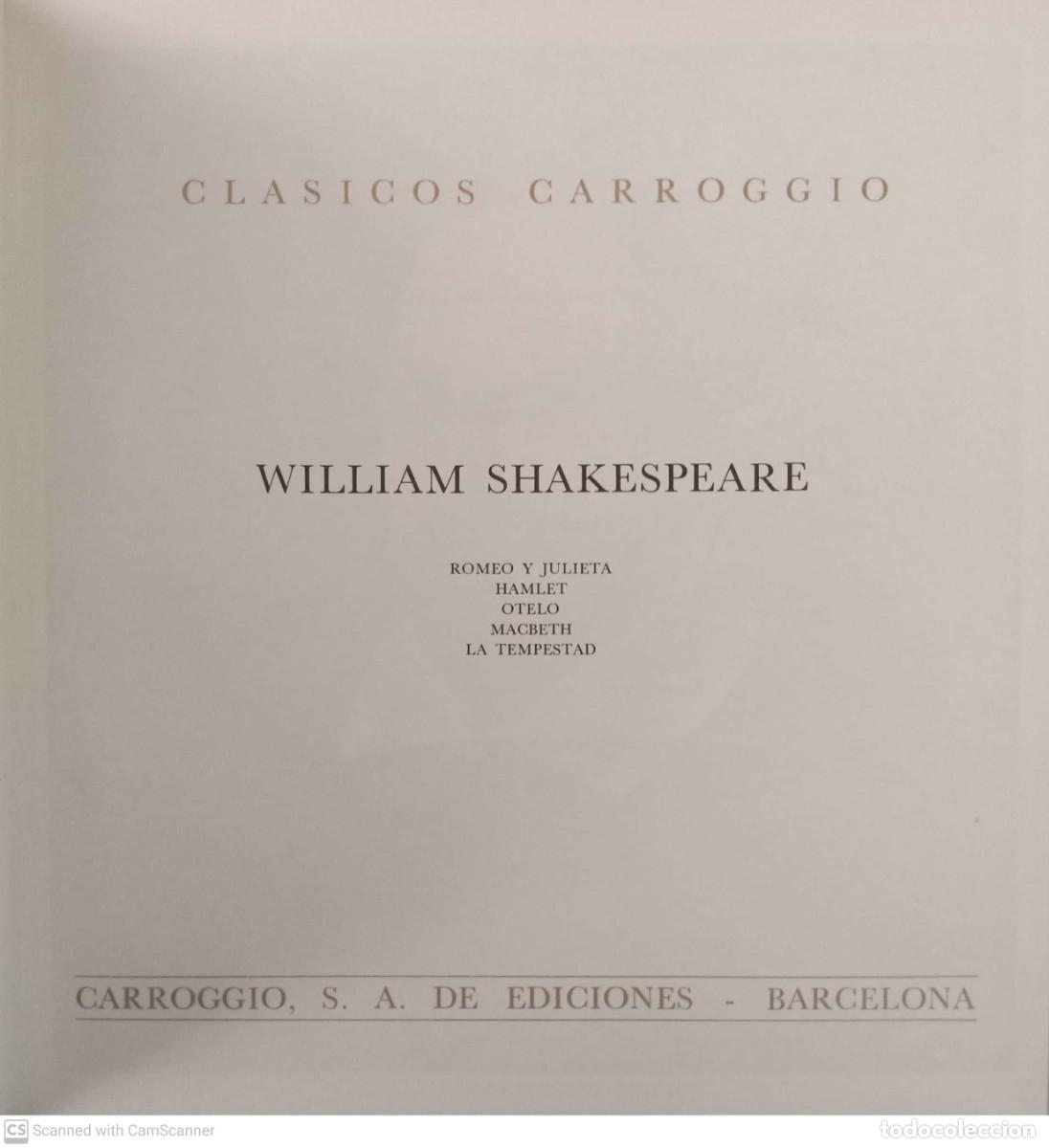 Libros de segunda mano: William Shakespeare (Cl&aacute;sicos Carroggio) - Foto 2