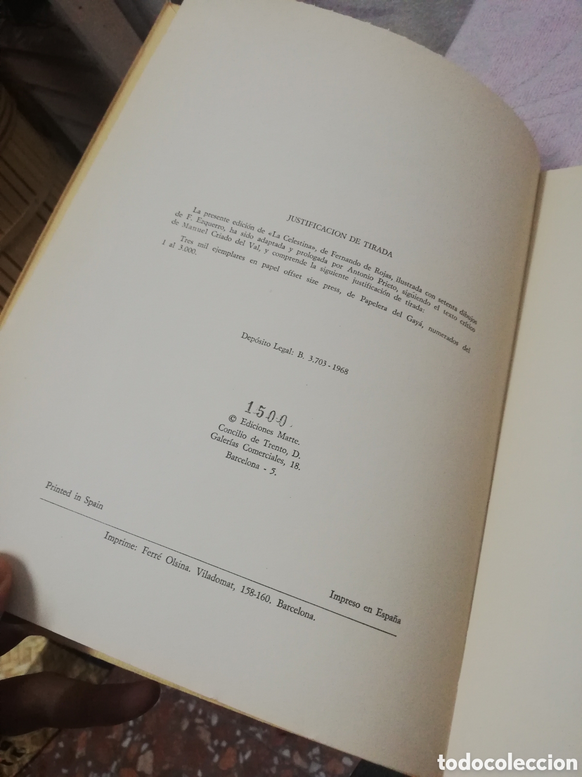Libros de segunda mano: Fernando de Rojas - La celestina - Ediciones Marte 1968 - Numerado 1500 - Foto 8