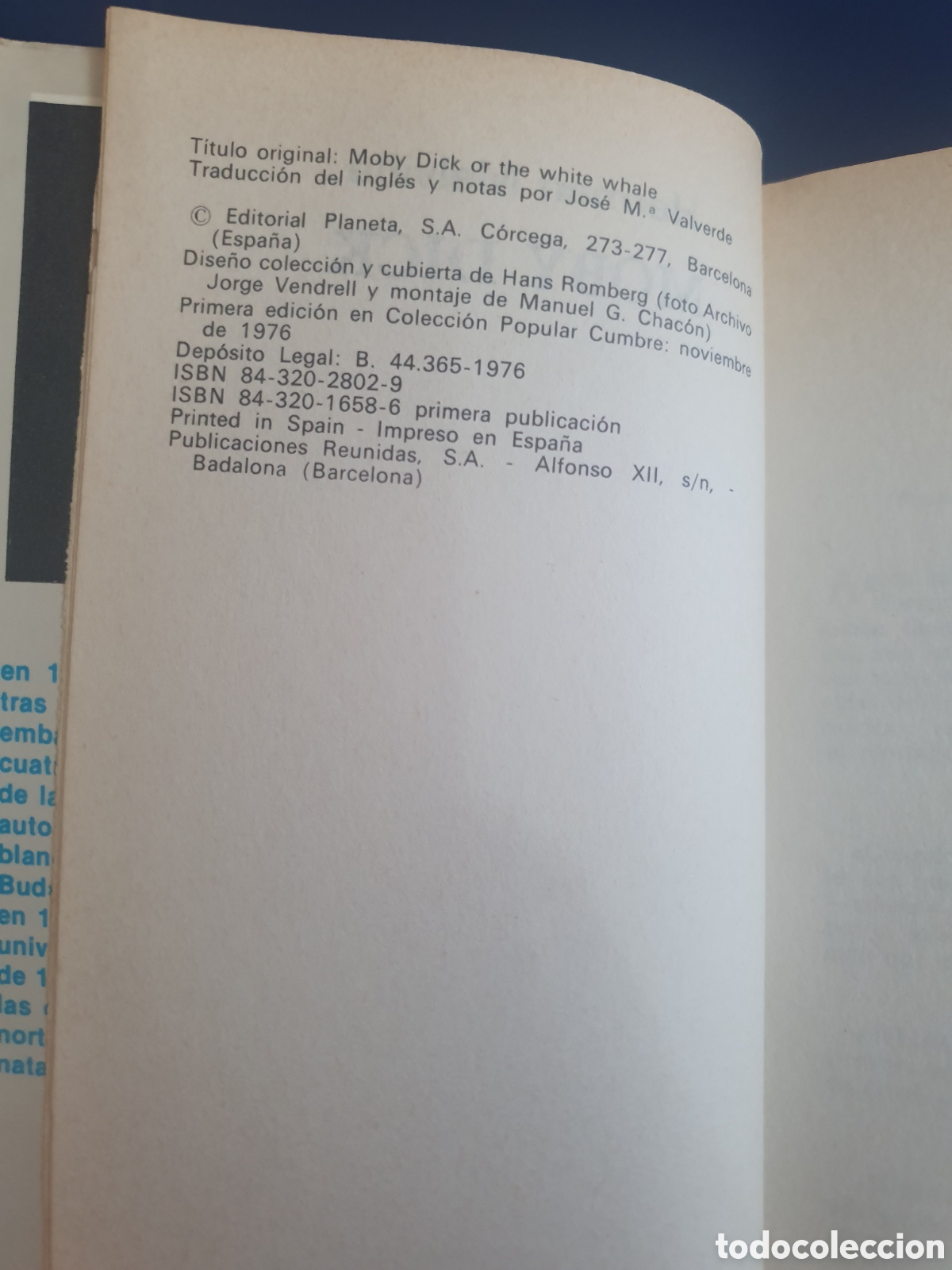 Libros de segunda mano: MOBY DICK HERMAN MELVILLE PLANETA PRIMERA EDICI&Oacute;N 1976 - Foto 3