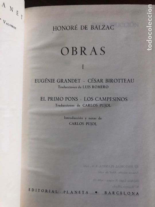 Libros de segunda mano: HONORE DE BALZAC - OBRAS I - PLANETA 1&ordf; EDICION 1966 - Foto 1