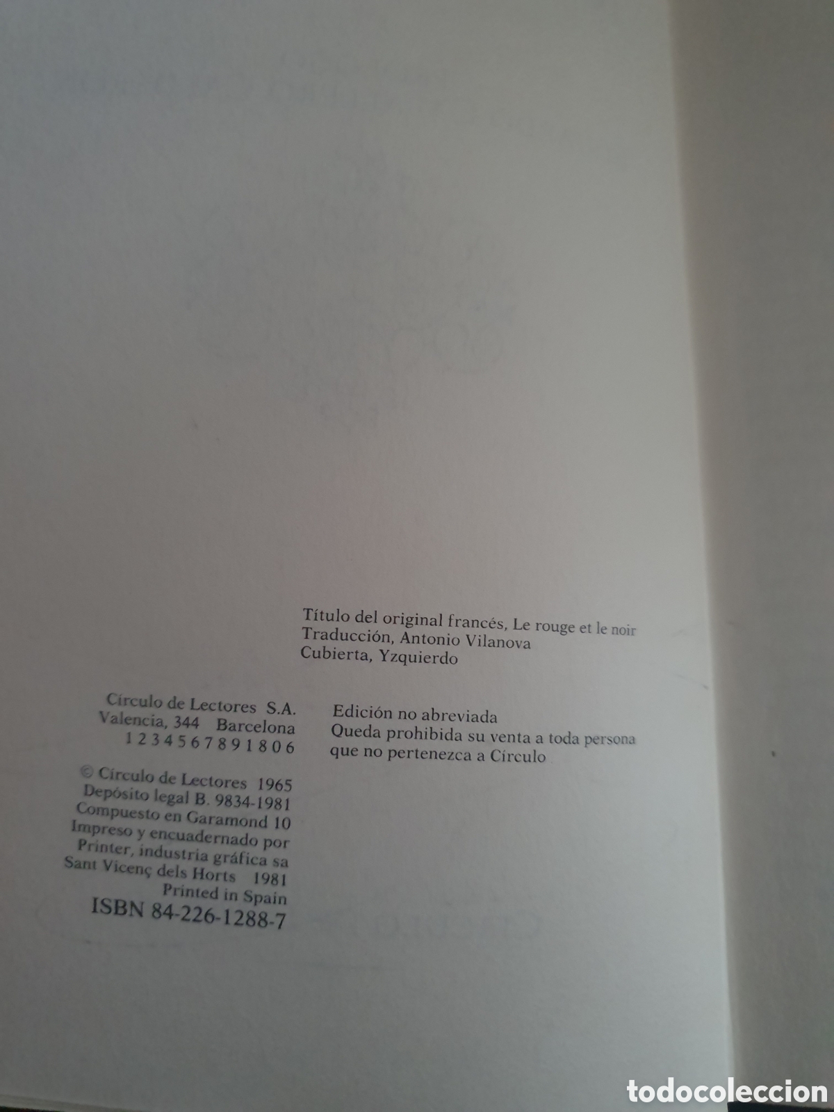 Libros de segunda mano: ROJO Y NEGRO STENDHAL CIRCULO DE LECTORES 1981 - Foto 5