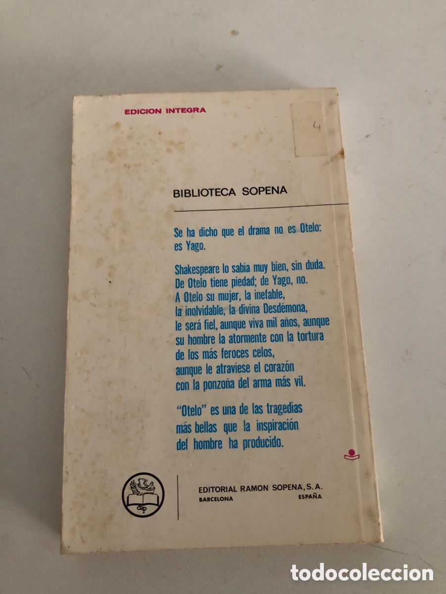 Libros de segunda mano: Otelo El Mercader De Venecia Shakespeare Editorial Ram&oacute;n Sopena - Foto 3