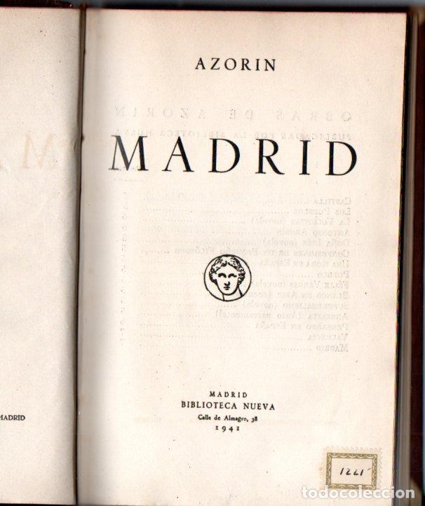 Libros de segunda mano: AZOR&Iacute;N : MADRID (BIBLIOTECA NUEVA, 1941) - Foto 2