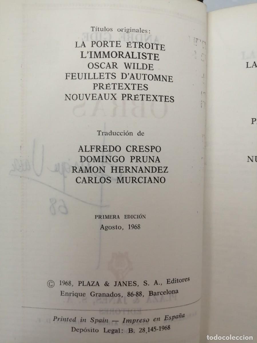 Libros de segunda mano: OBRAS DE ANDR&Eacute; GIDE (PRIMERA EDICI&Oacute;N) - Foto 5