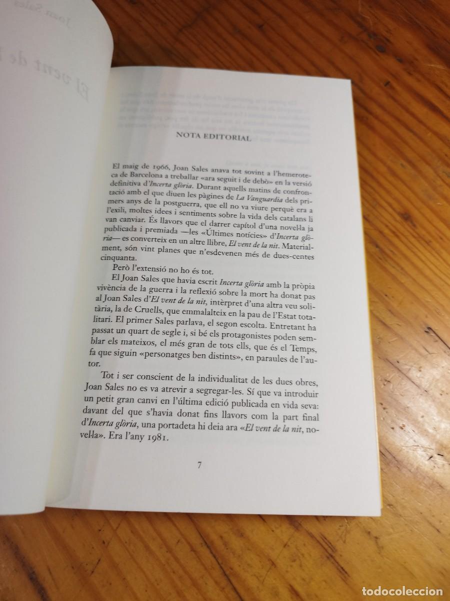 Libros de segunda mano: JOAN SALES: EL VENT DE LA NIT (CLUB EDITOR, 2012) PERFECTE ESTAT. - Foto 3