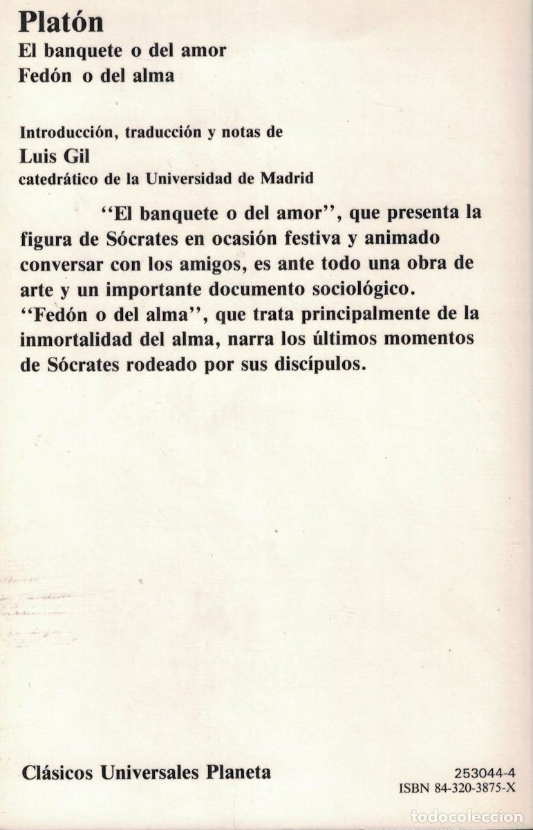 Libros de segunda mano: Plat&oacute;n, El banquete. Fed&oacute;n. / Luis Gil - Foto 2