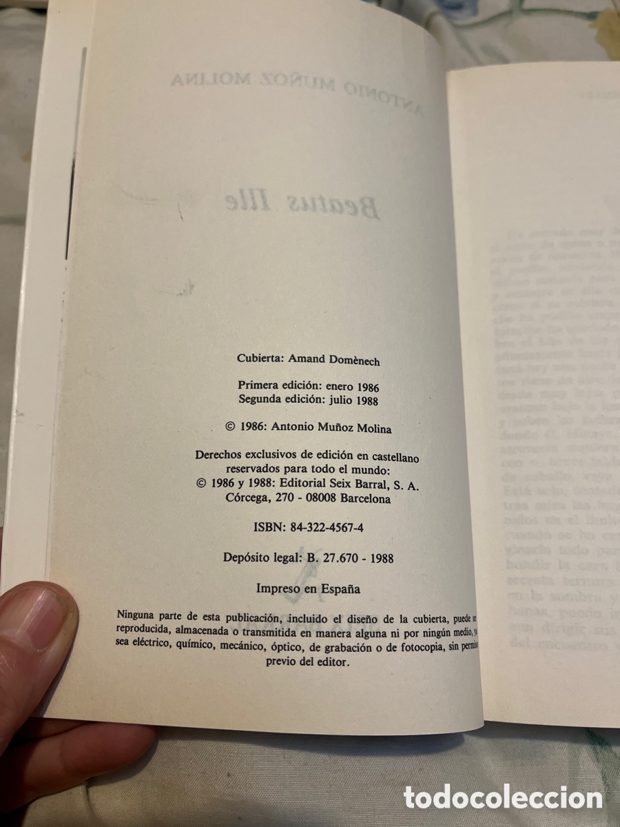 Libros de segunda mano: Beatus Ille. Antonio Mu&ntilde;oz Molina. - Foto 2
