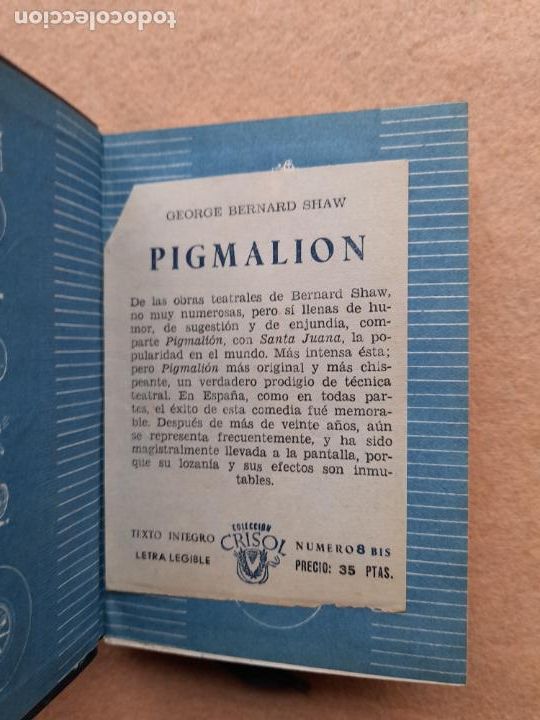 Libros de segunda mano: Pigmali&oacute;n. George Bernard Shaw. Crisol n&ordm; 8 Bis - Foto 2