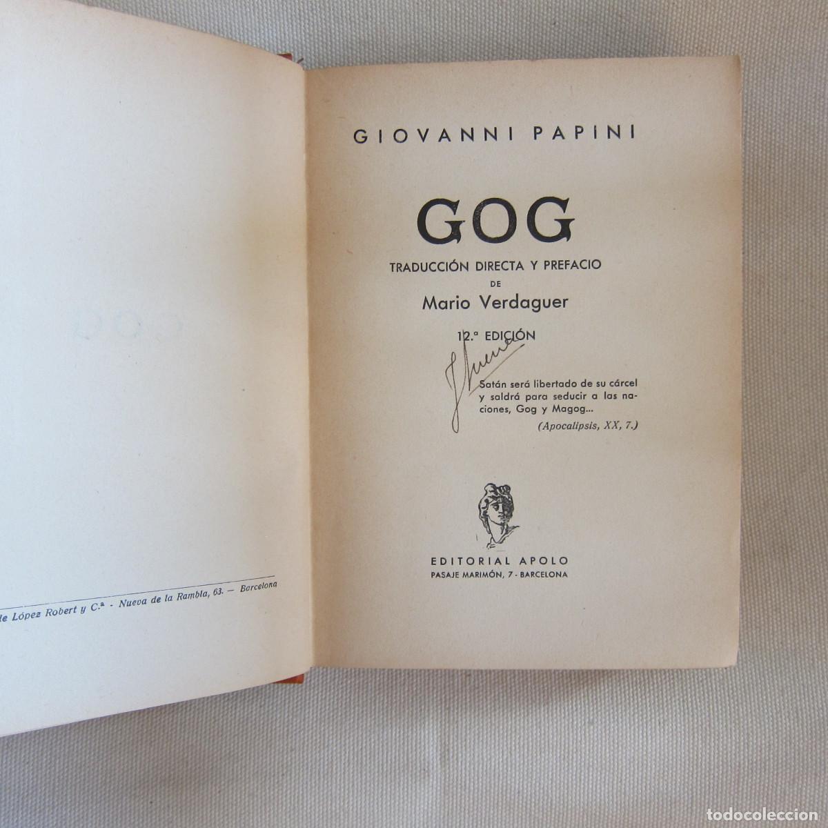 Libros de segunda mano: GOG - GIOVANNI PAPINI (APOLO) - Foto 3