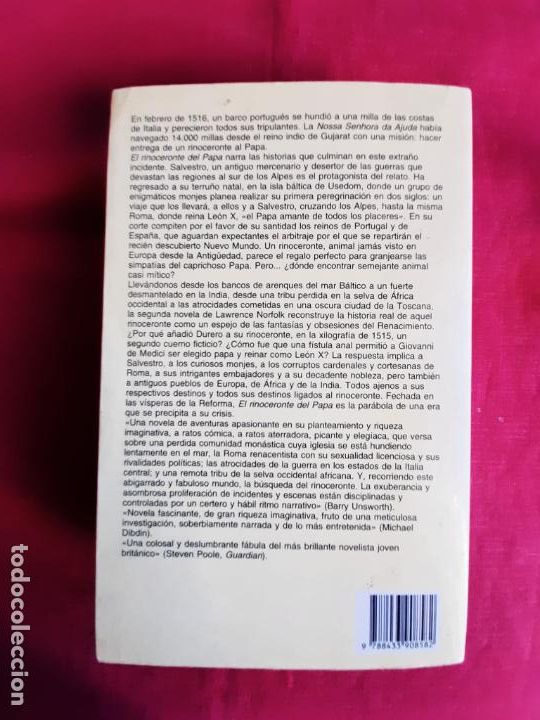 Libros de segunda mano: El rinoceronte del Papa - Norfolk, Lawrence - Foto 2