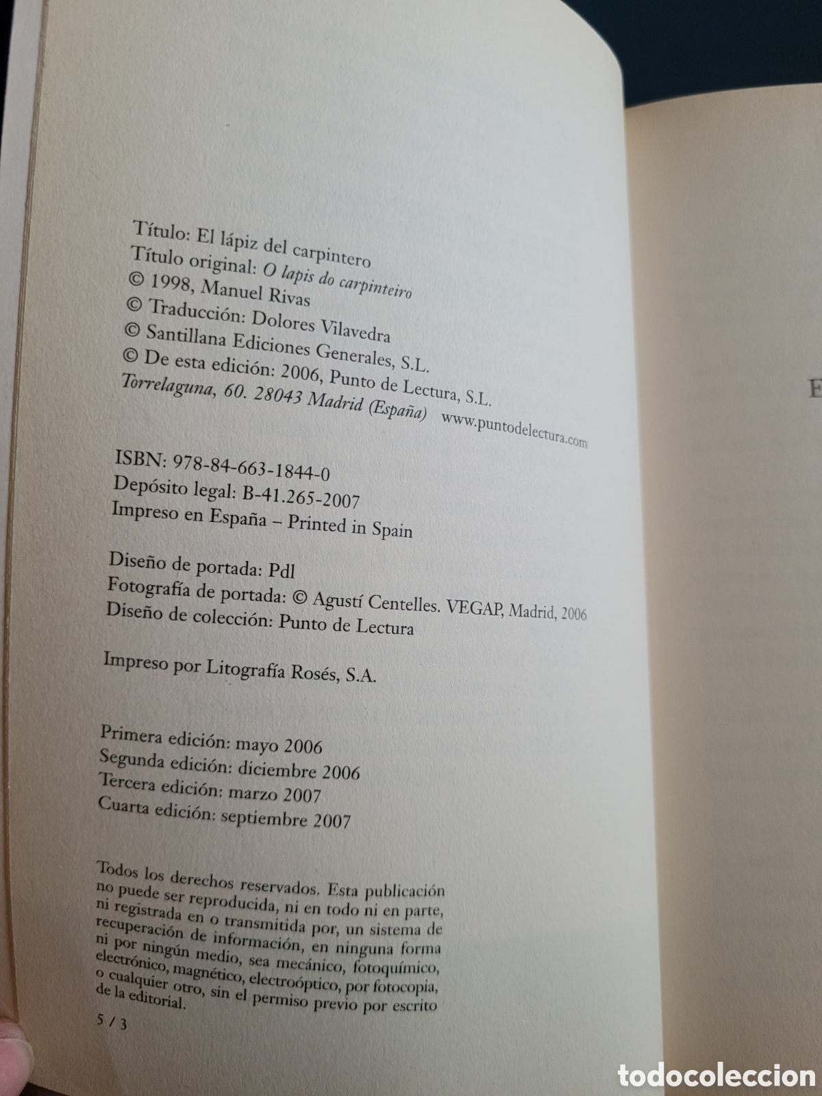 Libros de segunda mano: EL L&Aacute;PIZ DEL CARPINTERO MANUEL RIVAS PUNTO DE LECTURA 2007 - Foto 3
