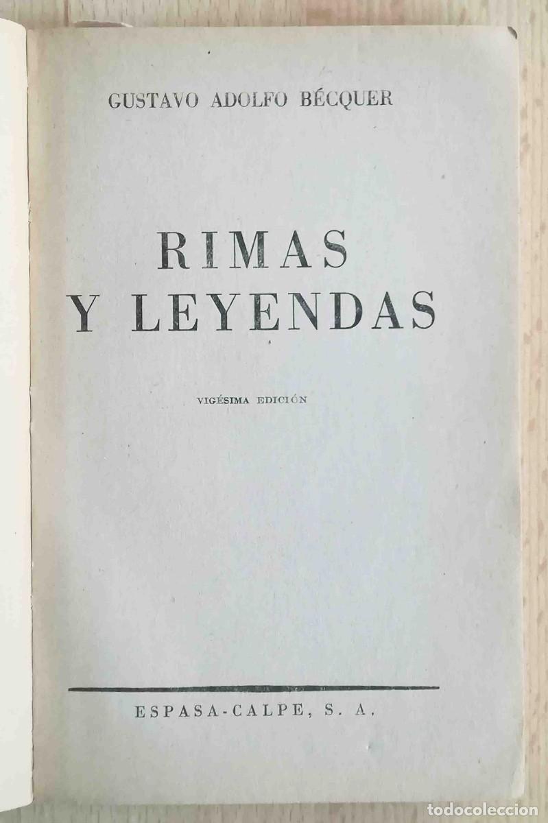 Libros de segunda mano: Rimas y leyendas (Gustavo Adolfo B&eacute;cquer) Austral - Foto 3