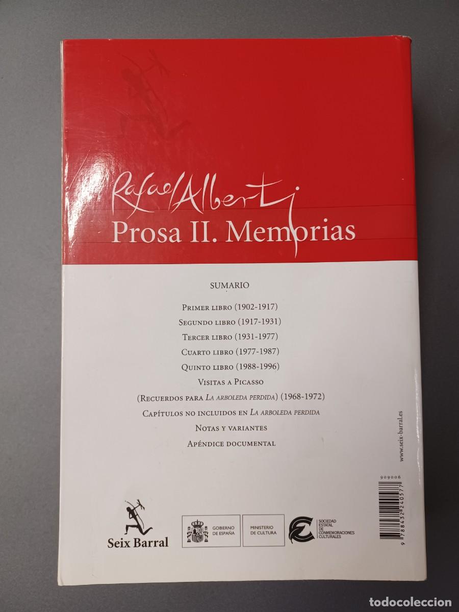 Libros de segunda mano: ALBERTI, RAFAEL. PROSA II. MEMORIAS - Foto 2