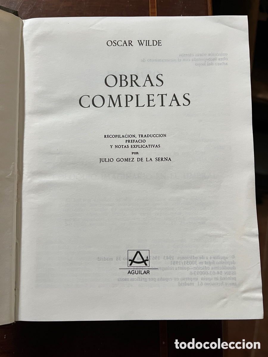 Libros de segunda mano: Obras completas. Oscar Wilde. Aguilar. 1981. - Foto 5