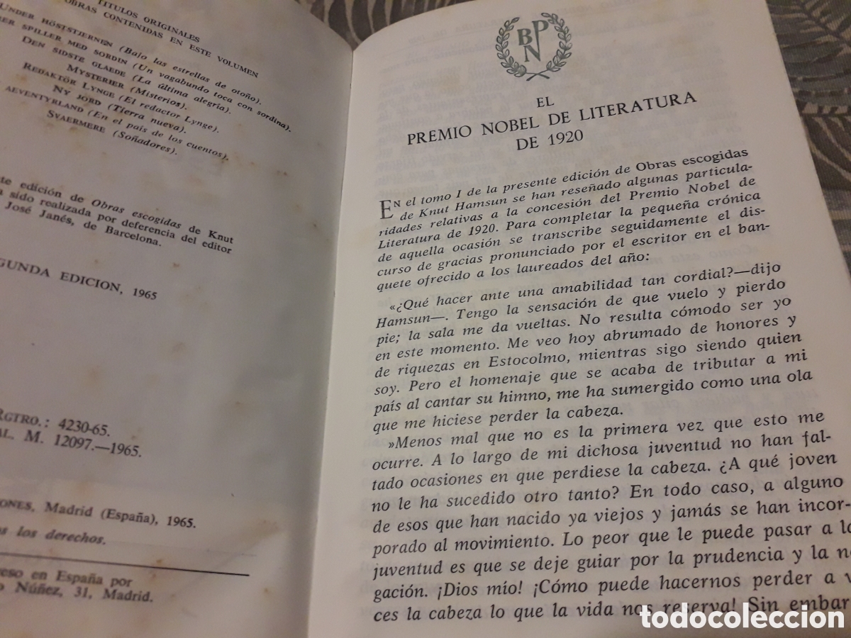 Libros de segunda mano: KNUT HAMSUN, PREMIO NOBEL 1920, - Foto 5