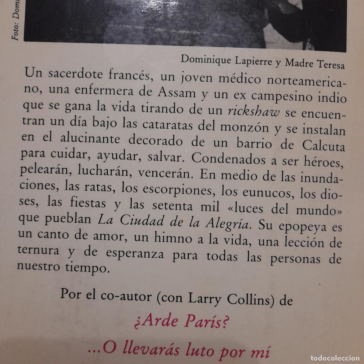 Libros de segunda mano: LA CIUDAD DE LA ALEGR&Iacute;A. LAPIERRE, Dominique 1985 - Foto 2