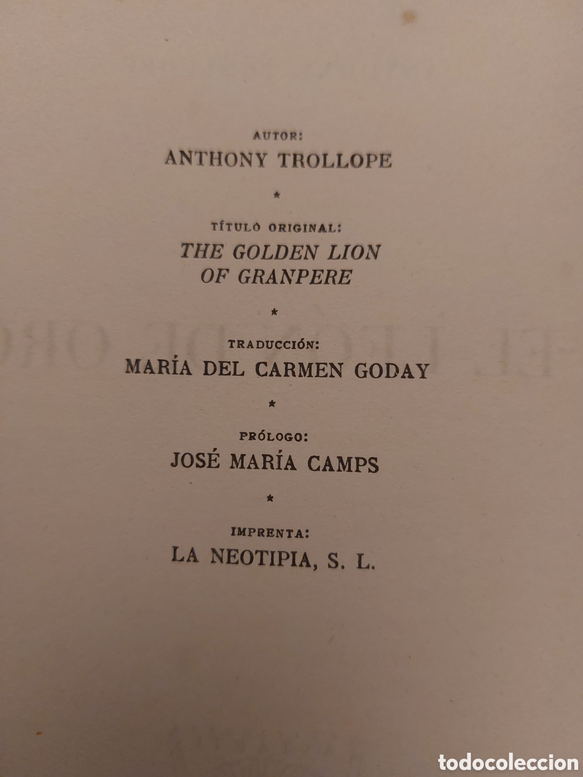 Libros de segunda mano: EL LE&Oacute;N DE ORO # ANTHONY TROLLOPE # EDICIONES ASTARTE # 1945 - Foto 5