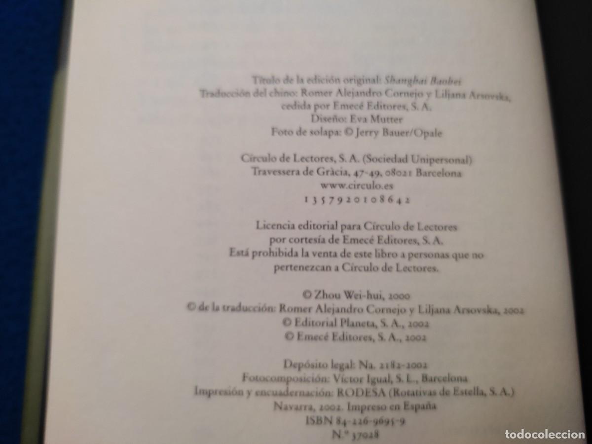 Libros de segunda mano: Shanghai Baby Wei Hui C&iacute;rculo de Lectores 2002 - Foto 8
