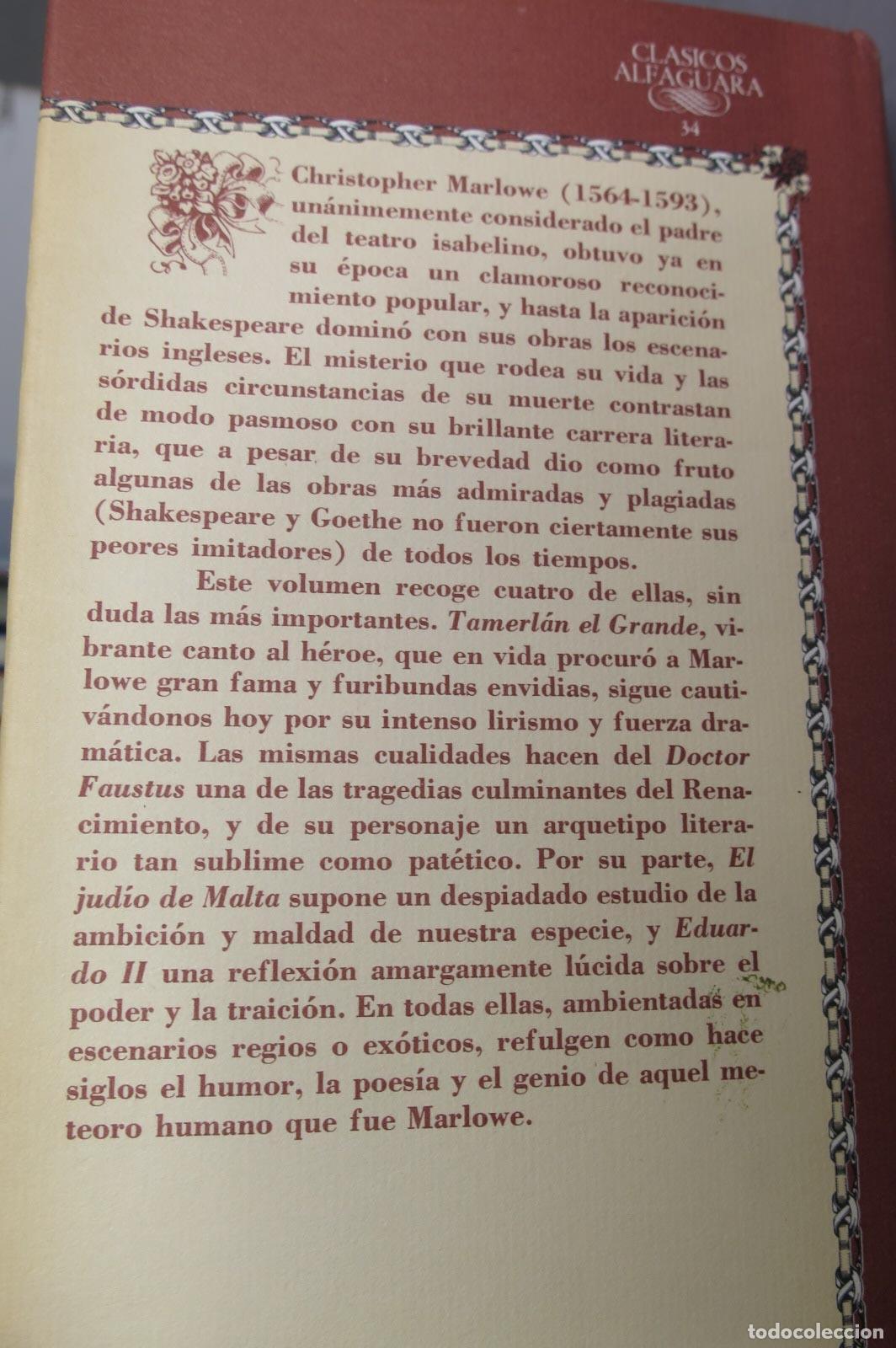 Libros de segunda mano: 1984. TEATRO. MARLOWE. ALFAGUARA - Foto 3