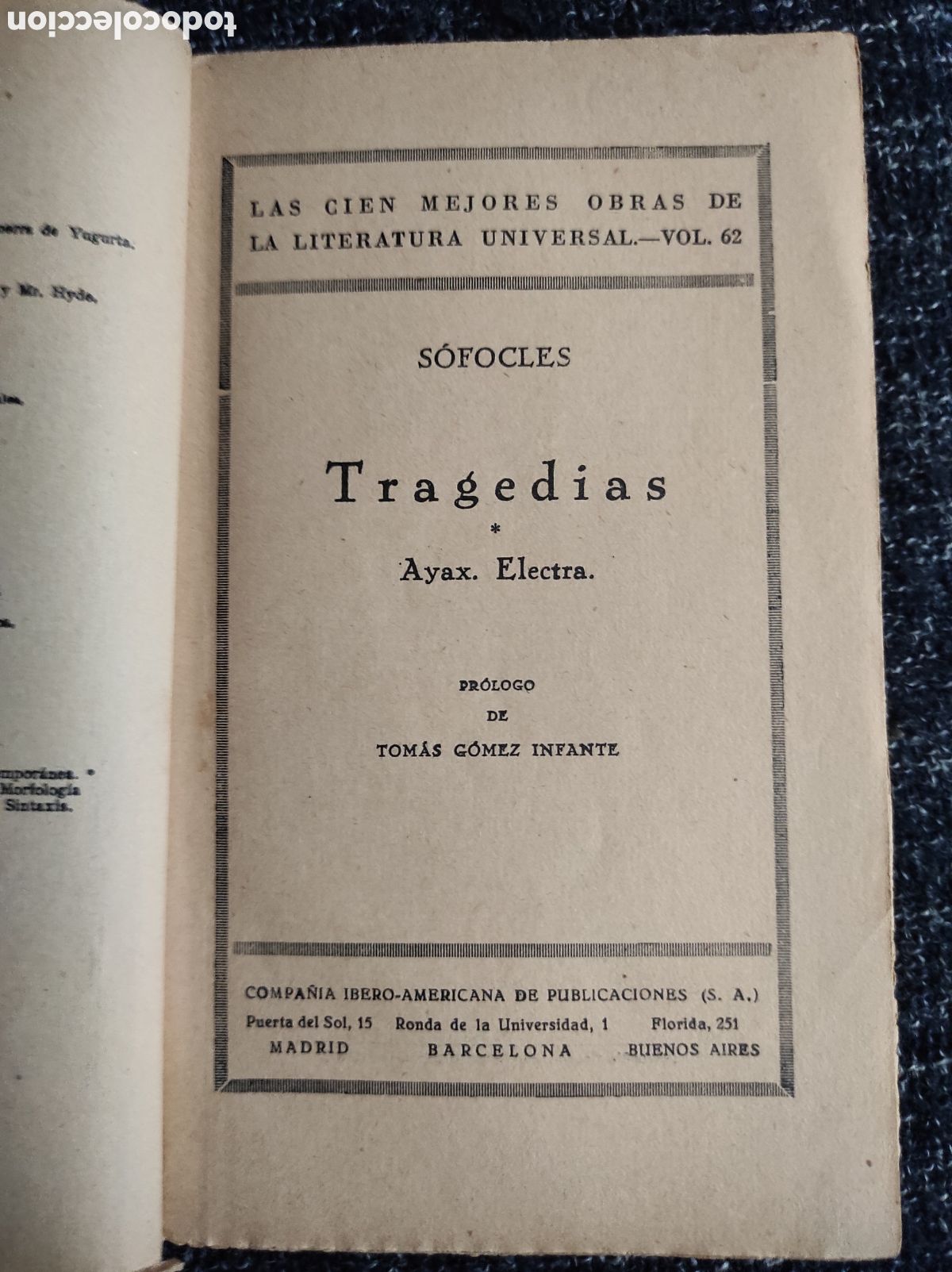 Libros de segunda mano: TRAGEDIAS, AYAX. ELECTRA / S&Oacute;FOCLES - Foto 2