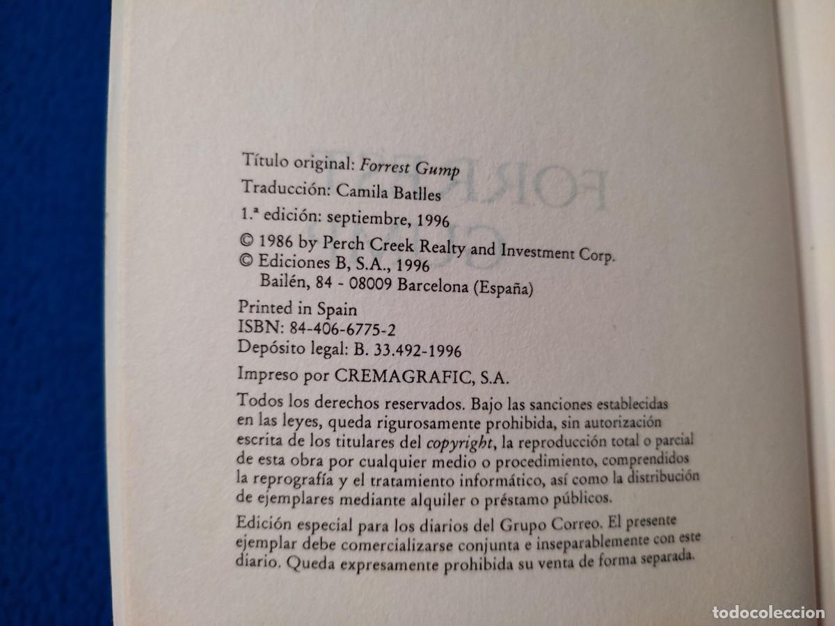 Libros de segunda mano: Forrest Gump Winston Groom Ediciones BSA 1996 - Foto 6