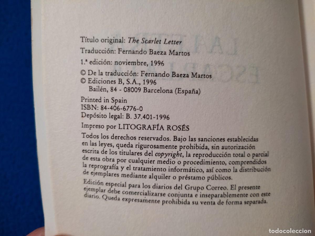 Libros de segunda mano: La Letra Escarlata Nathaniel Hawthorne Ediciones BSA 1996 - Foto 7