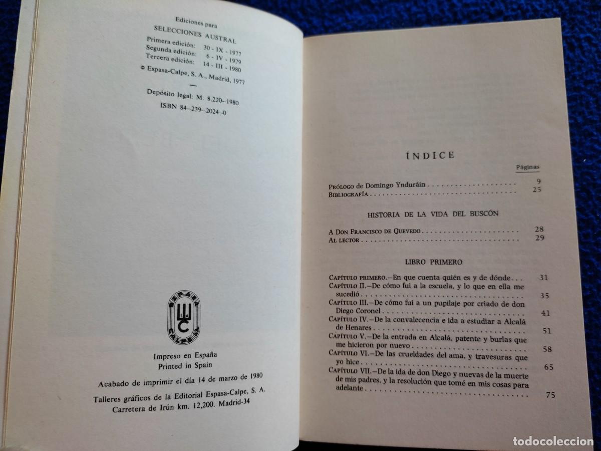 Libros de segunda mano: EL BUSC&Oacute;N Francisco de Quevedo Ediciones Austral Espasa Calpe 1980 - Foto 6