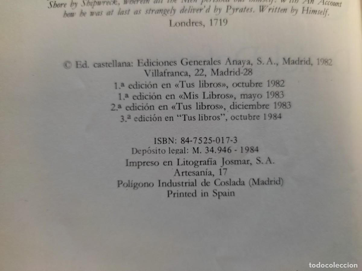 Libros de segunda mano: ROBINSON CRUSOE Daniel Defoe Ediciones Generales Anaya 1984 - Foto 6